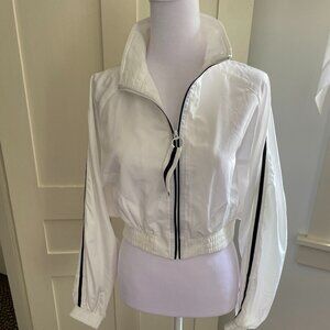 Love Tree Cropped White Jacket with Black Accents